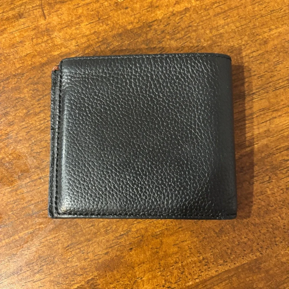 Coach Wallet Bifold Heritage Logo OS Pebbled Leather Black Classic Designer